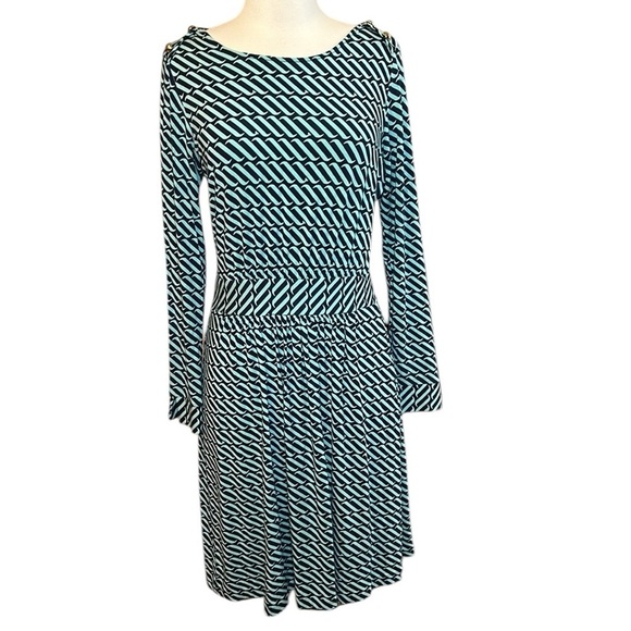 Vineyard Vines Swell Print Dress Blue and Turquoise size Medium - Picture 2 of 16